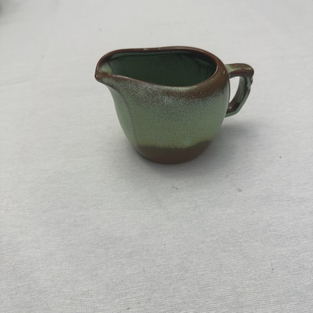 Vintage Frankoma Pottery Prairie Green Creamer‎ Pitcher 5A Sapulpa Green Brown